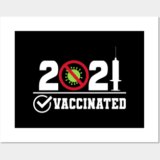 2021 Vaccination Checked Yes Text Based Design Posters and Art